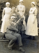 W073 Nurses and wounded soldiers, W. Howard studio, Stockport