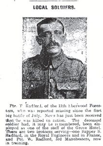 A533 T Radford, 11th Battalion, Sherwood Foresters, courtesy of Michael Briggs